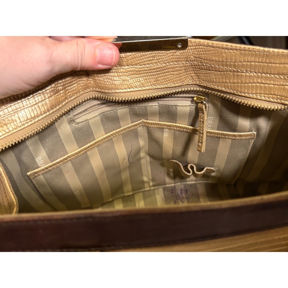 Brahmin Arden Satchel Calf Hair Metallic Gold Bronze Doctor Shoulder Bag - Picture 9 of 14